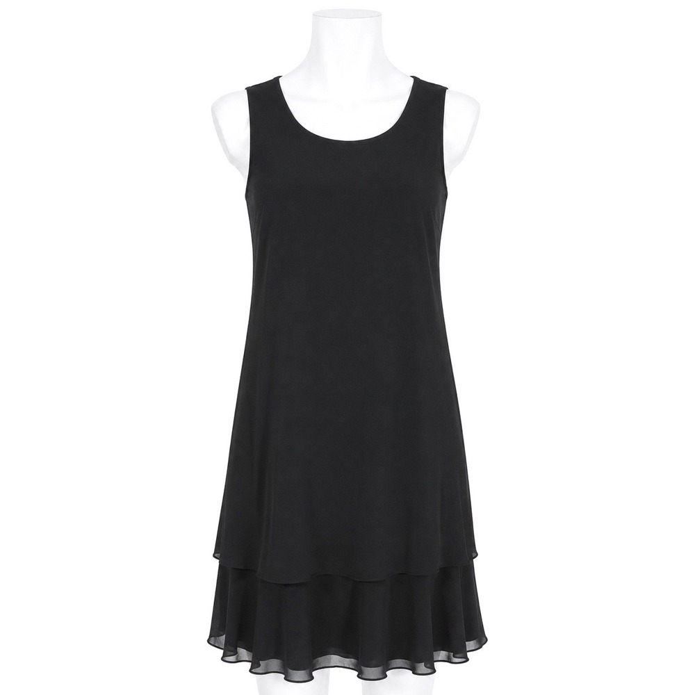 Black Cocktail Dress‎ M Chiffon Hem Little Black Dress Wedding Guest Cruisewear